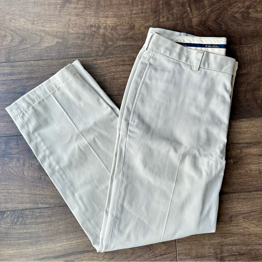 Brooks Brothers Advantage Chino Clark Pants - Beige - W35 x L29 - 100% Cotton